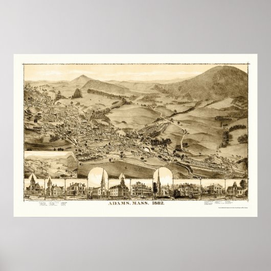 Poster Adams, MA Carte panoramique - 1882 (Devant)