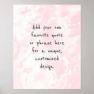 Poster Add Your Custom Quote White Marble, Pastel Pink