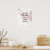 Poster Add Your Custom Text, White & Dusty Rose Marble (Cuisine)
