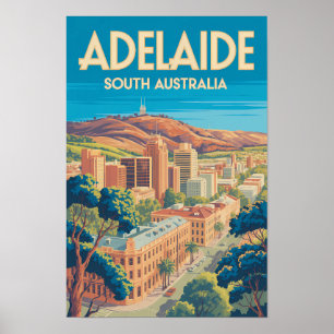 Poster Adelaide Australie Illustration Voyage Art Vintage