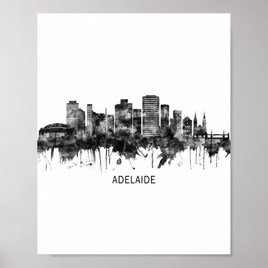 Poster Adélaïde Australie Skyline BW (Devant)