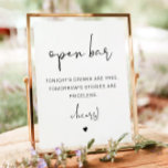 Poster ADELLA Moderne Minimaliste Funny Open Bar Sign<br><div class="desc">Ce panneau à barres ouvertes est doté d'une police manuscrite pointue et d'un design moderne et minimaliste. Le design simple noir et blanc en fait un endroit parfait pour compléter n'importe quel événement. Modifiez facilement la police et la couleur arrière - plan pour correspondre à votre événement. Il est parfait...</div>