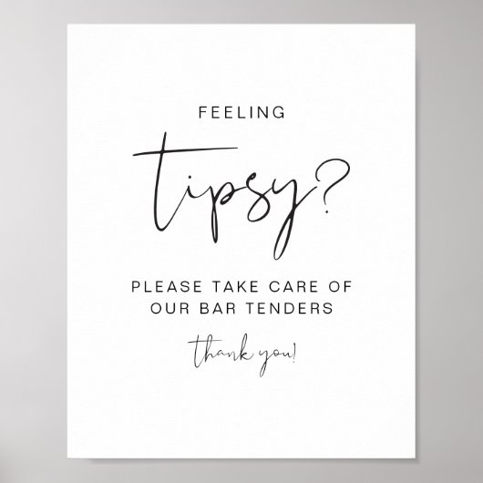 Poster ADELLA Moderne Sentiment Tipsy Sign, Tip Bartender (Devant)