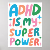 Poster ADHD est ma super-puissance Colorful Bulle Lettres (Devant)