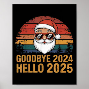 Poster Adieu 2024 Bonjour 2025 Bonne année Joyeux Chris