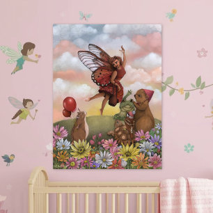 Poster Adieu fantaisiste aux animaux de la fée des fleurs