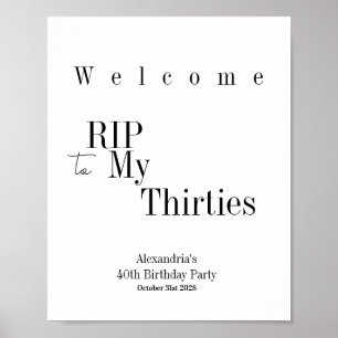 Poster Adieu les 30 ans Fête 40 ans de naissance Bienvenu