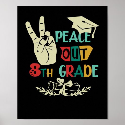 Poster Adieu Peace Out 8e année Diplômée Huitième année (Devant)