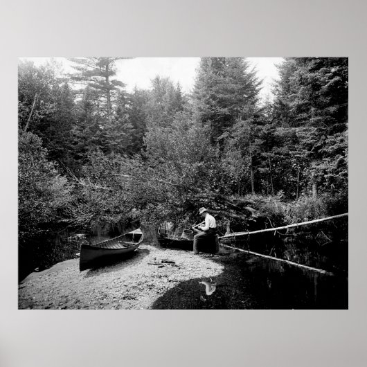 Poster Adirondack Canoe Fishing (Devant)