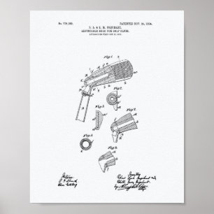 Poster Adjustable Golf Clubs 1904 Patent Art-White Paper