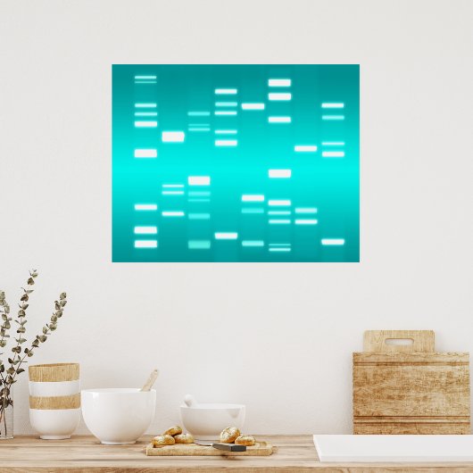 Poster ADN Code génétique Cyan Blue (Cuisine)