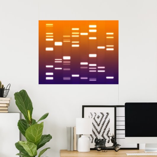 Poster ADN Code génétique Orange Bleu (Bureau à domicile)