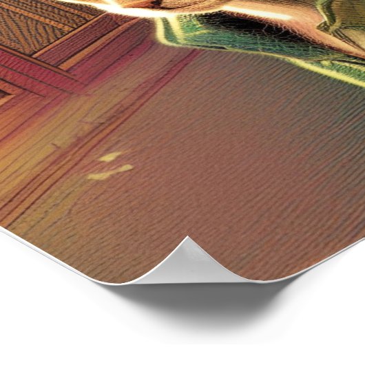 Poster Ado chatte vert pull urbain alien (Coin)