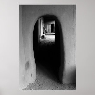 Poster Adobe Doorway Architecture Photographie noir et bl