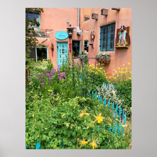 Poster Adobe house Garden Nouveau Mexique Photo (Devant)