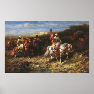 Poster Adolf Schreyer Arab Horseman Dans Un Paysage