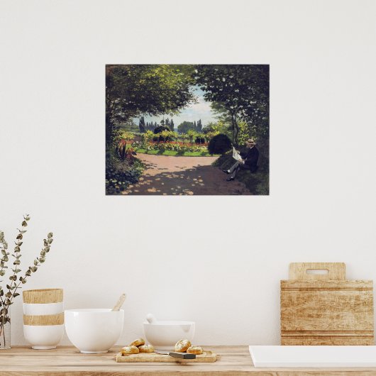 Poster Adolphe Monet Lecture dans le jardin, 1866 (Cuisine)