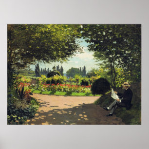 Poster Adolphe Monet Lecture dans le jardin - Claude Mone
