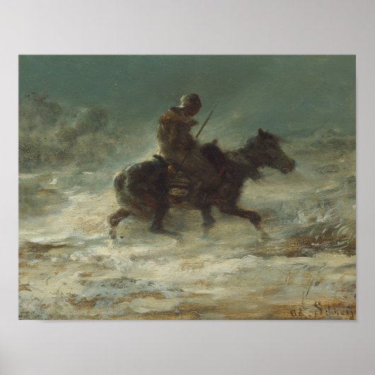 Poster Adolphe Schreyer - Homme avec Lance à travers (Devant)