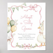 Poster Adopt a Silly Goose Whimsical Pink girl Birthday (Devant)