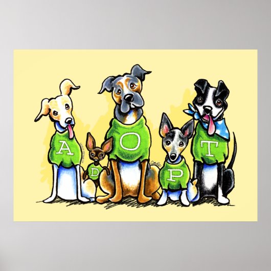 Poster Adopter des chiens d'abri Tee - shirts verts pense (Devant)