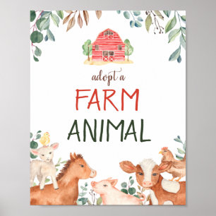 Poster Adopter la pancarte animal de ferme Animaux Animau