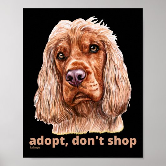 Poster ADOPTER, NE PAS SHOP (Anglais Cocker Spaniel) (Devant)