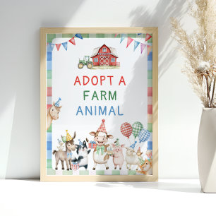 Poster Adopter un animal de ferme Barnyard Anniversaire