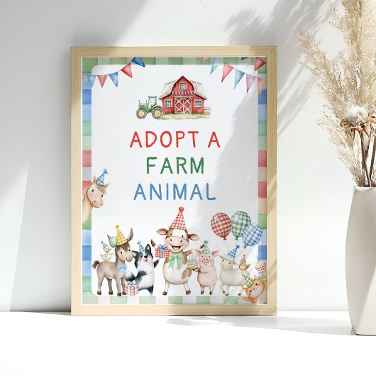 Poster Adopter un animal de ferme Barnyard Anniversaire