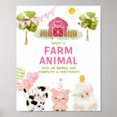 Poster Adopter un animal de ferme Barnyard Girl Birthday (Devant)