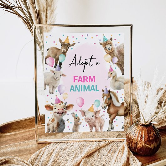 Poster Adopter un animal de ferme Barnyard Symbole d'anni