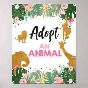 Poster Adopter un animal Safari-table signe Jungle Girl r