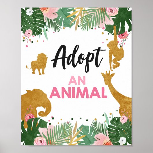 Poster Adopter un animal Safari-table signe Jungle Girl r (Devant)