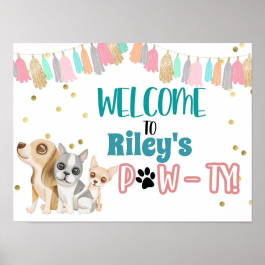 Poster Adopter un chiot, Pawty, Puppy party, Enfants part (Devant)