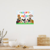 Poster Adopter Un Chiot Pet Adoption Party Signer (Cuisine)