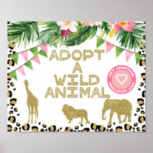Poster Adopter un signe d'anniversaire animal sauvage