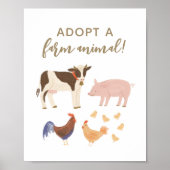 Poster Adopter une ferme d'animaux de ferme Signé fête d' (Devant)