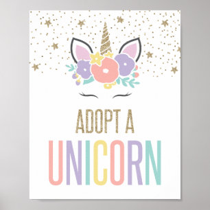 Poster Adopter une licorne magique Symbole de fête d'anni