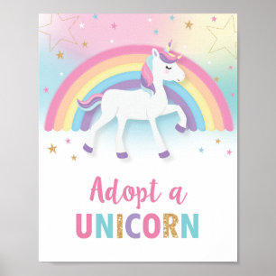 Poster Adopter une Unicorn Anniversaire du Jeu d'Activité