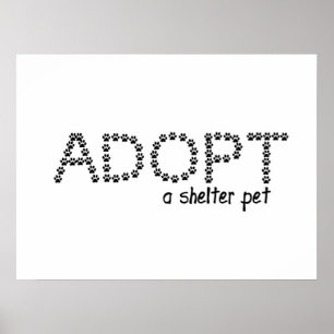 Poster Adoptez les pattes d'un animal familier d'abri