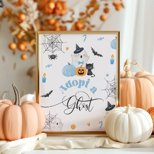 Poster Adoptez un fantôme Halloween bleu fête d'anniversa