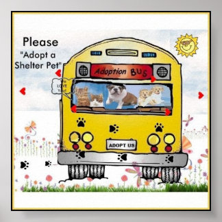 Poster Adoption Bus pour l'affiche de chat et chien