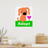 Poster Adoption d'animaux - Chien et Coeur orange (Cuisine)