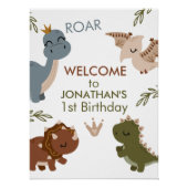 Poster Adorable 1er anniversaire Boho Dinosaures (Devant)