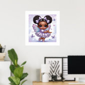 Poster Adorable Afro Puff Bébé Fille Pastel Violet (Bureau à domicile)
