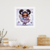 Poster Adorable Afro Puff Bébé Fille Pastel Violet (Cuisine)