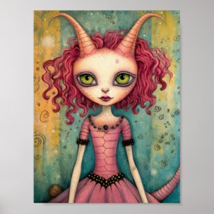 Poster Adorable Alien Lady Collage Média Mixte