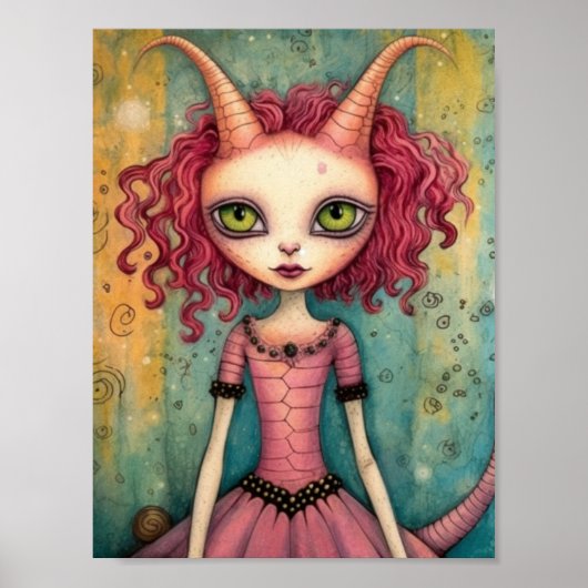 Poster Adorable Alien Lady Collage Média Mixte (Devant)