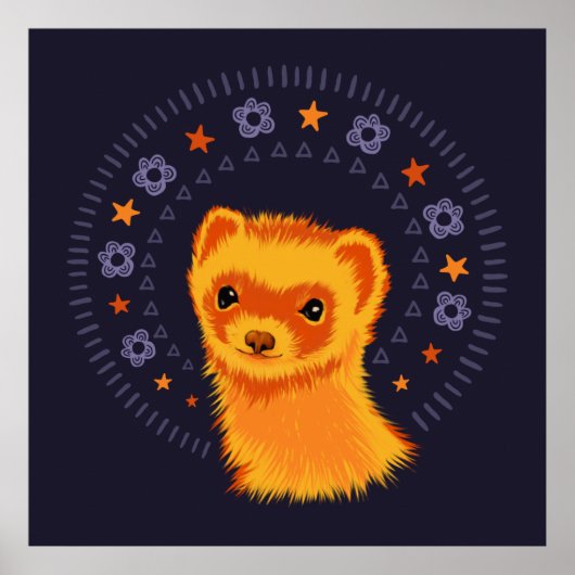 Poster adorable animal à la tête de furet mignonne (Devant)