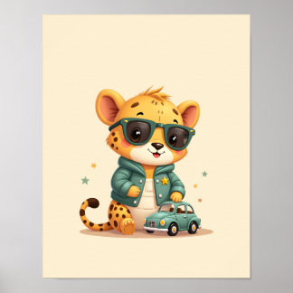 Poster Adorable Art pour la Nurserie de Safari de Bébé Gu